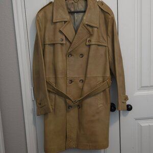 Vintage Leathercare Ltd. Rembrandt House Tan Leather Trench Coat - Men's Size 44